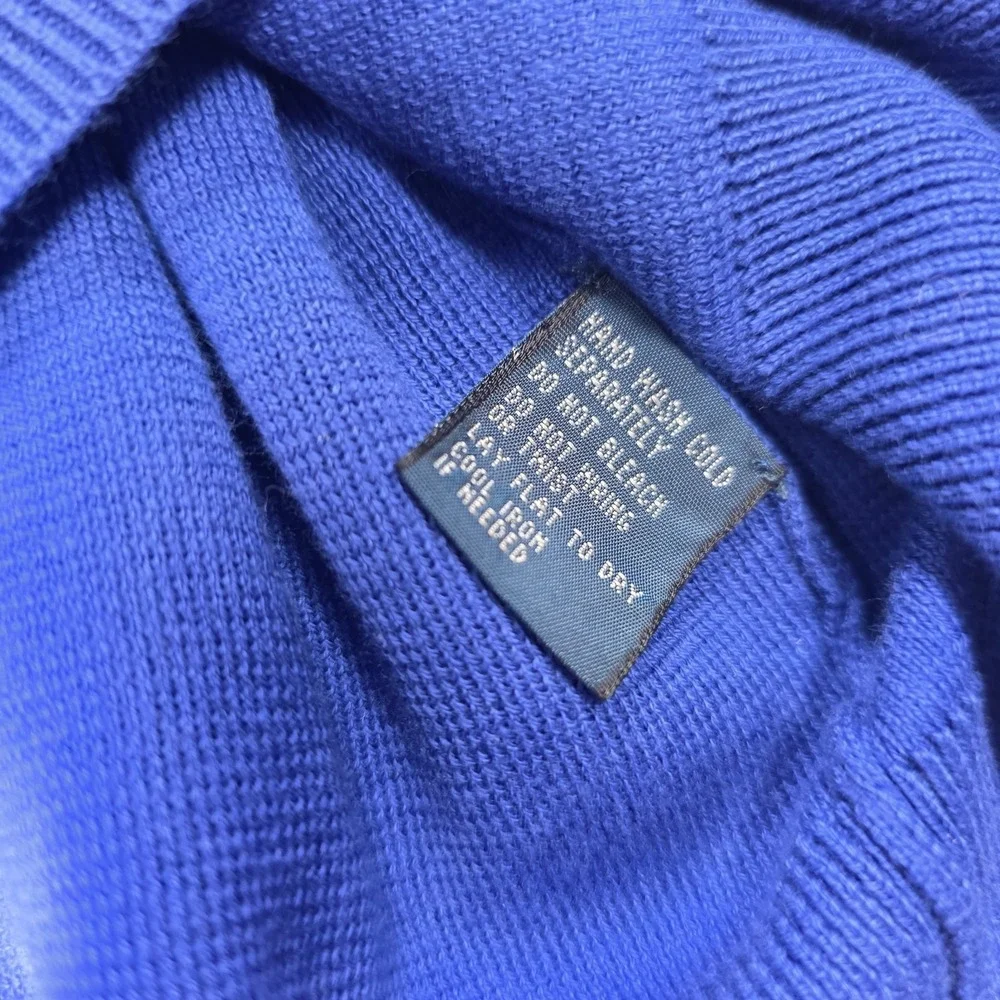 Vintage Y2K RALPH LAUREN POLO Jumper Sweater V-Neck Blue Size L‎ Pima Cotton